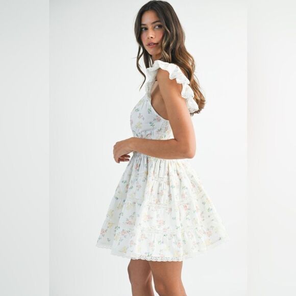 Floral Ruffle Sleeve Dress - Picture 9 of 15